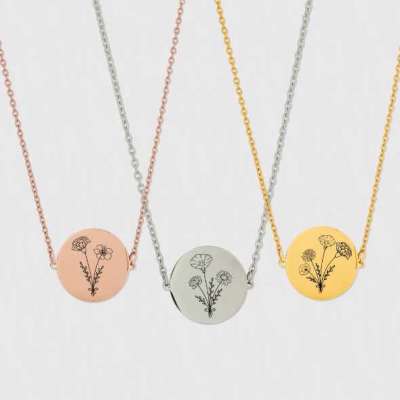 Engraved Birth Flowers Necklace Profile Picture