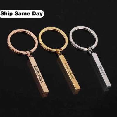 4-Sided Bar Keychain with Engraving Profile Picture